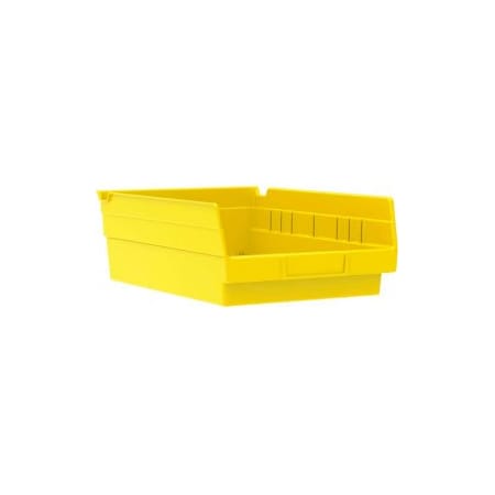 Akro-Mils Shelf Storage Bin, Plastic, Yellow, 4 in H, 8-3/8 in W, 11-5/8 in L, 12 PK 30150YELLO
